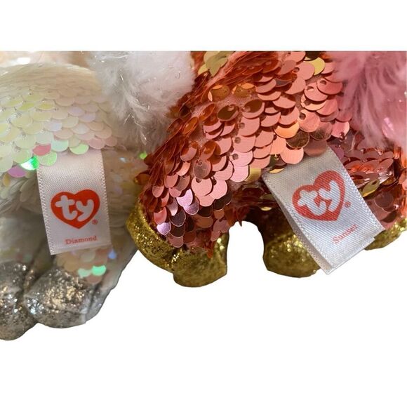 Ty Sunset & Diamond Plush Stuffed Animals Sequin Bling - Picture 7 of 9